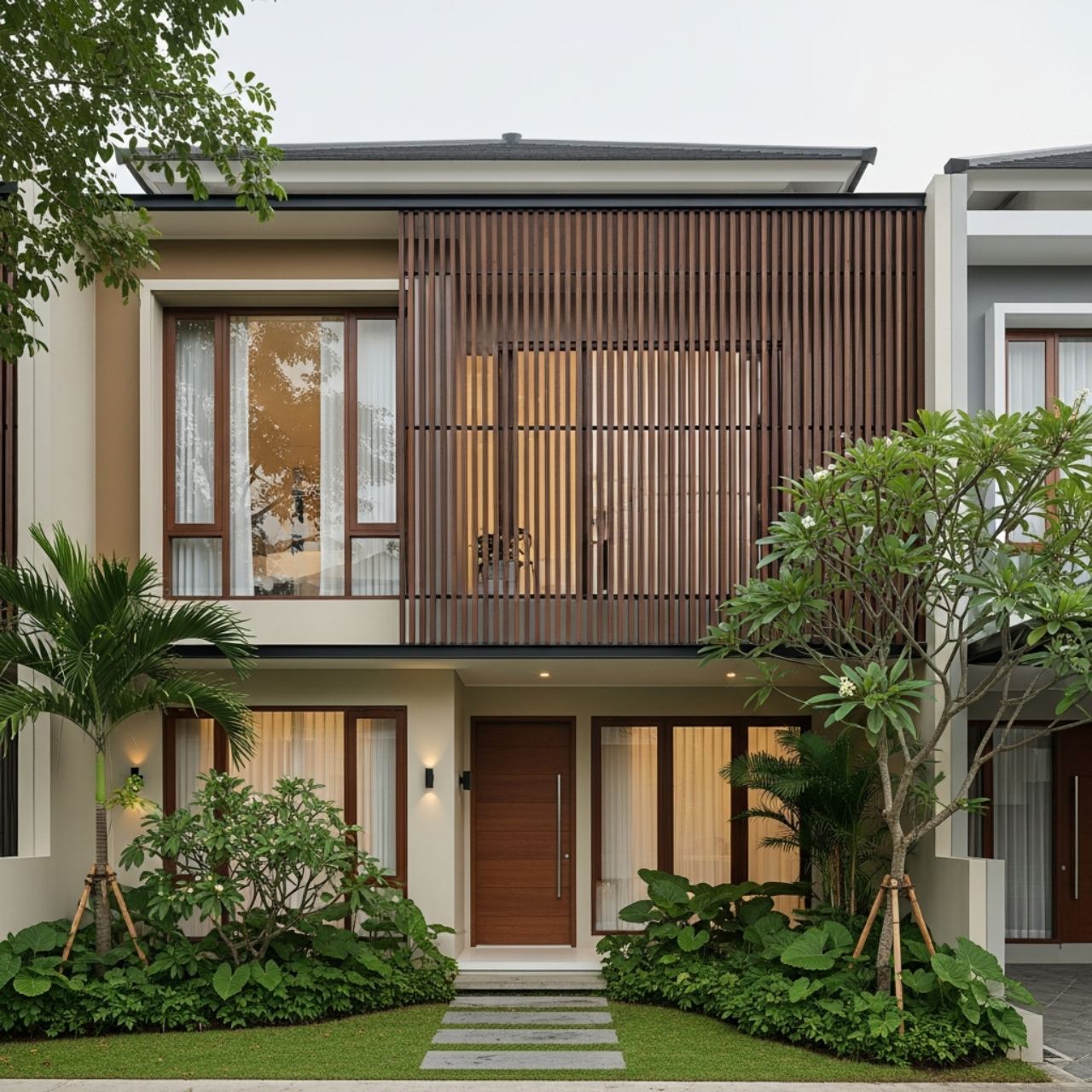 Fasad Tropis Modern dengan Secondary Skin