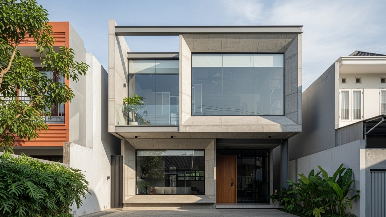 5 Desain Fasad Rumah Industrial 2 Lantai yang Tegas dan Modern