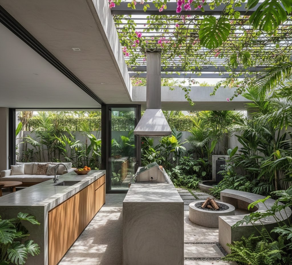 1. Dapur Terbuka Menghadap Taman Belakang