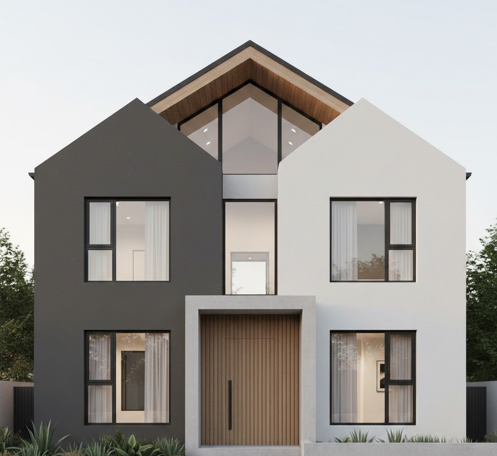 1. Fasad Minimalis Modern dengan Garis Tegas