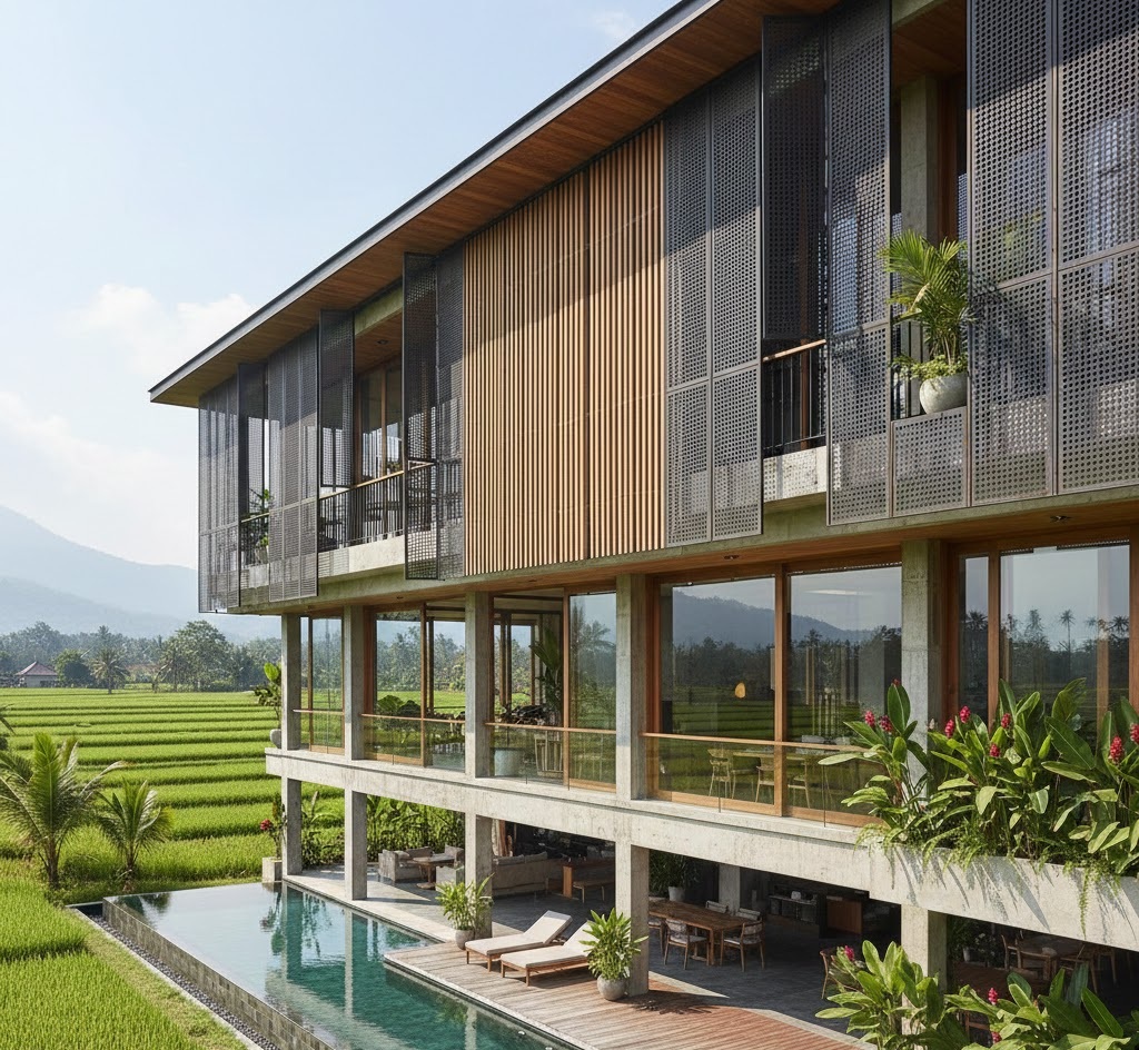 2. Desain Rumah dengan Secondary Skin atau Kisi-Kisi