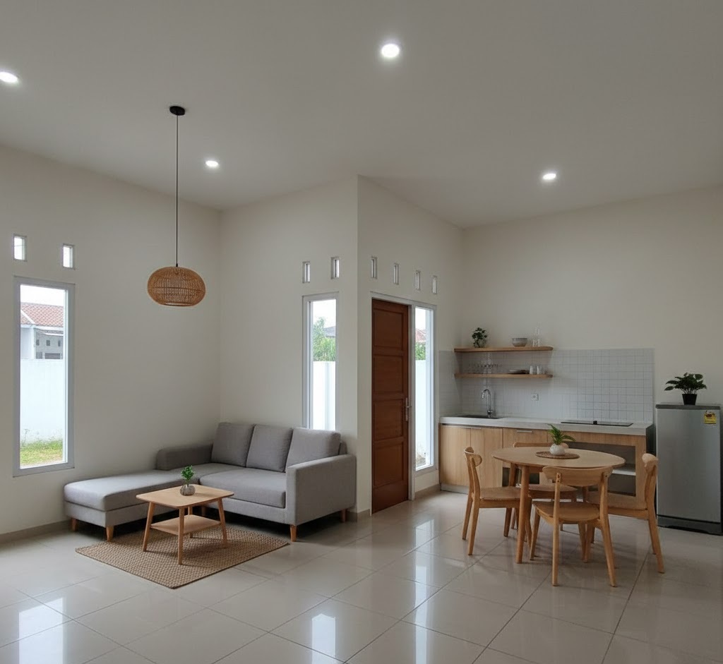 2. Interior Open Plan Khas Rumah Subsidi