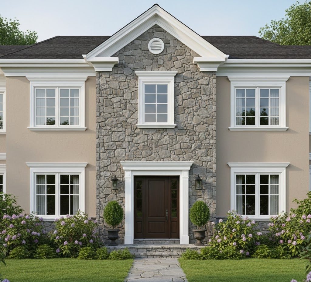 5. Kombinasi Batu Alam dan List Profil Klasik