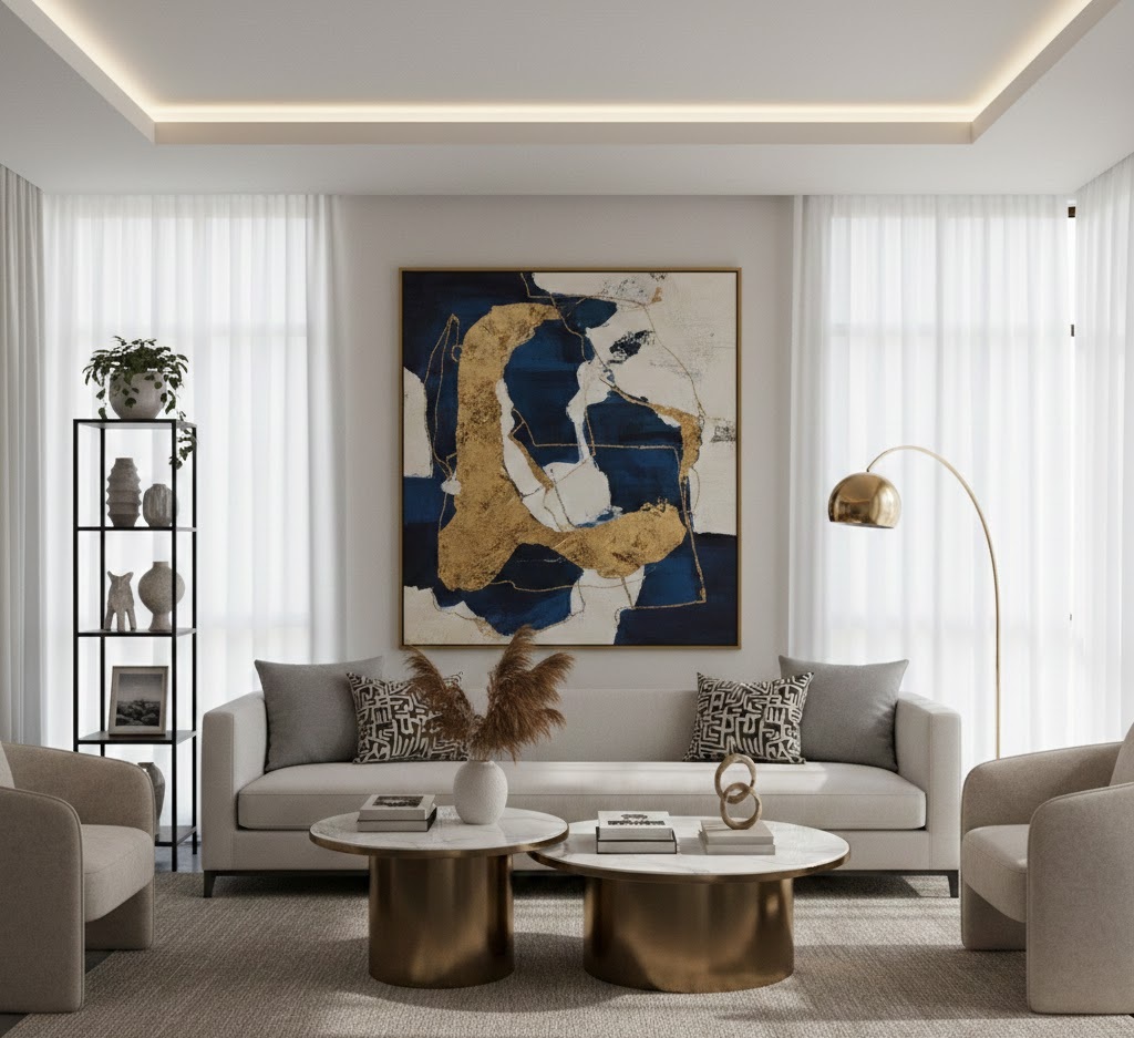 5. Ruang Tamu dengan Dekorasi Artistik