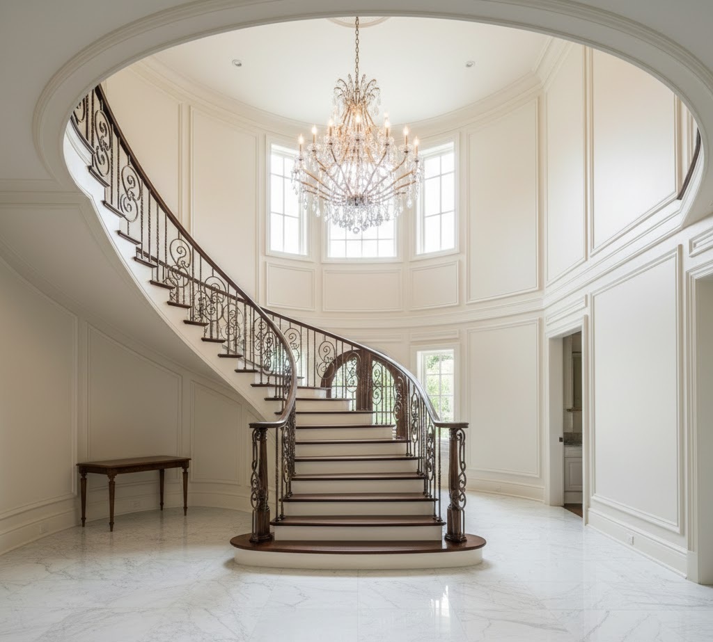 Tangga Grand dengan Railing Elegan