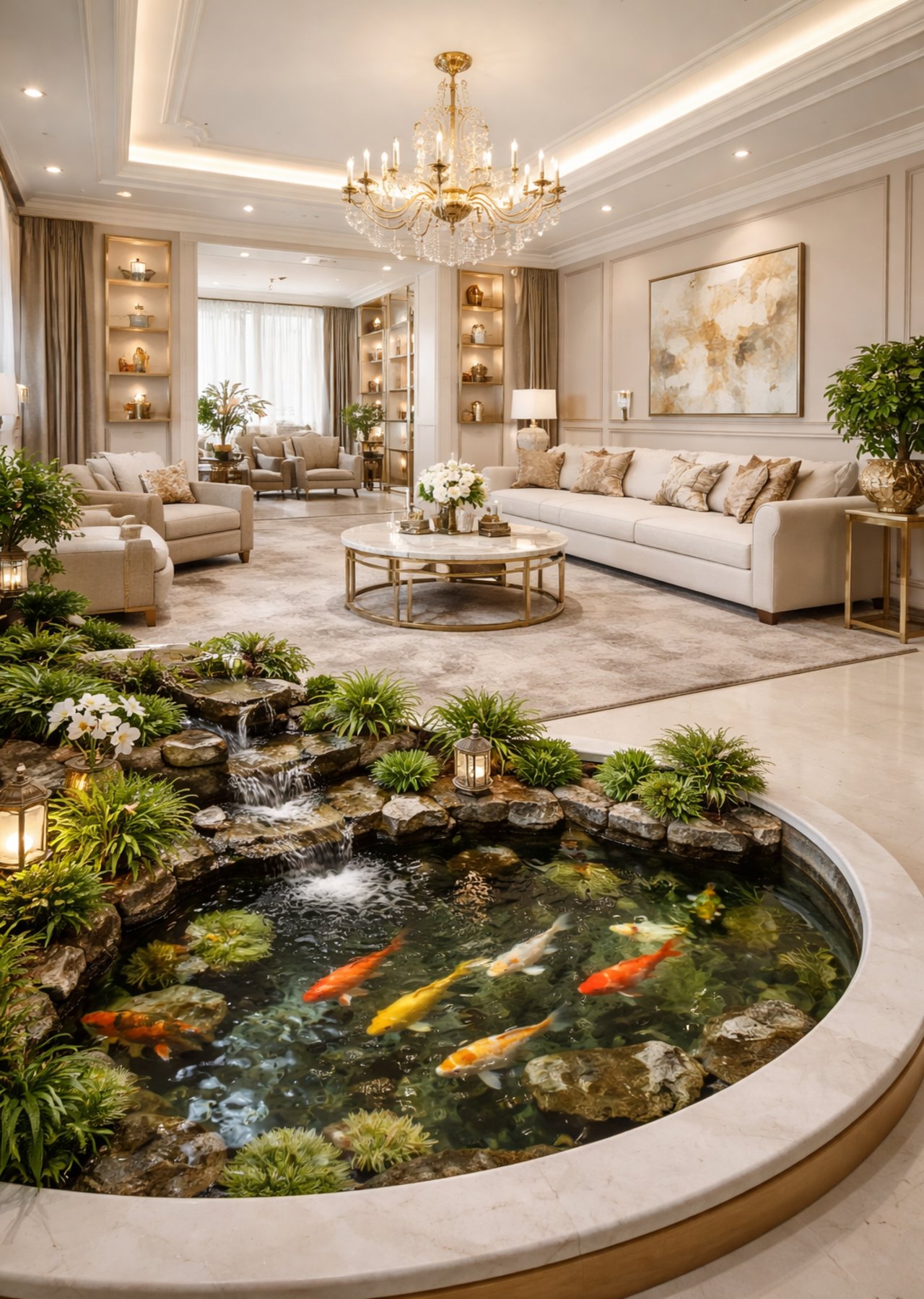 kolam ikan di ruang tamu