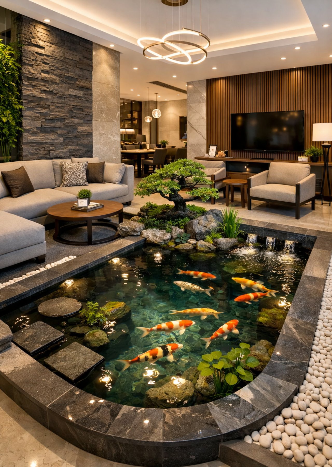 kolam ikan di ruang tamu