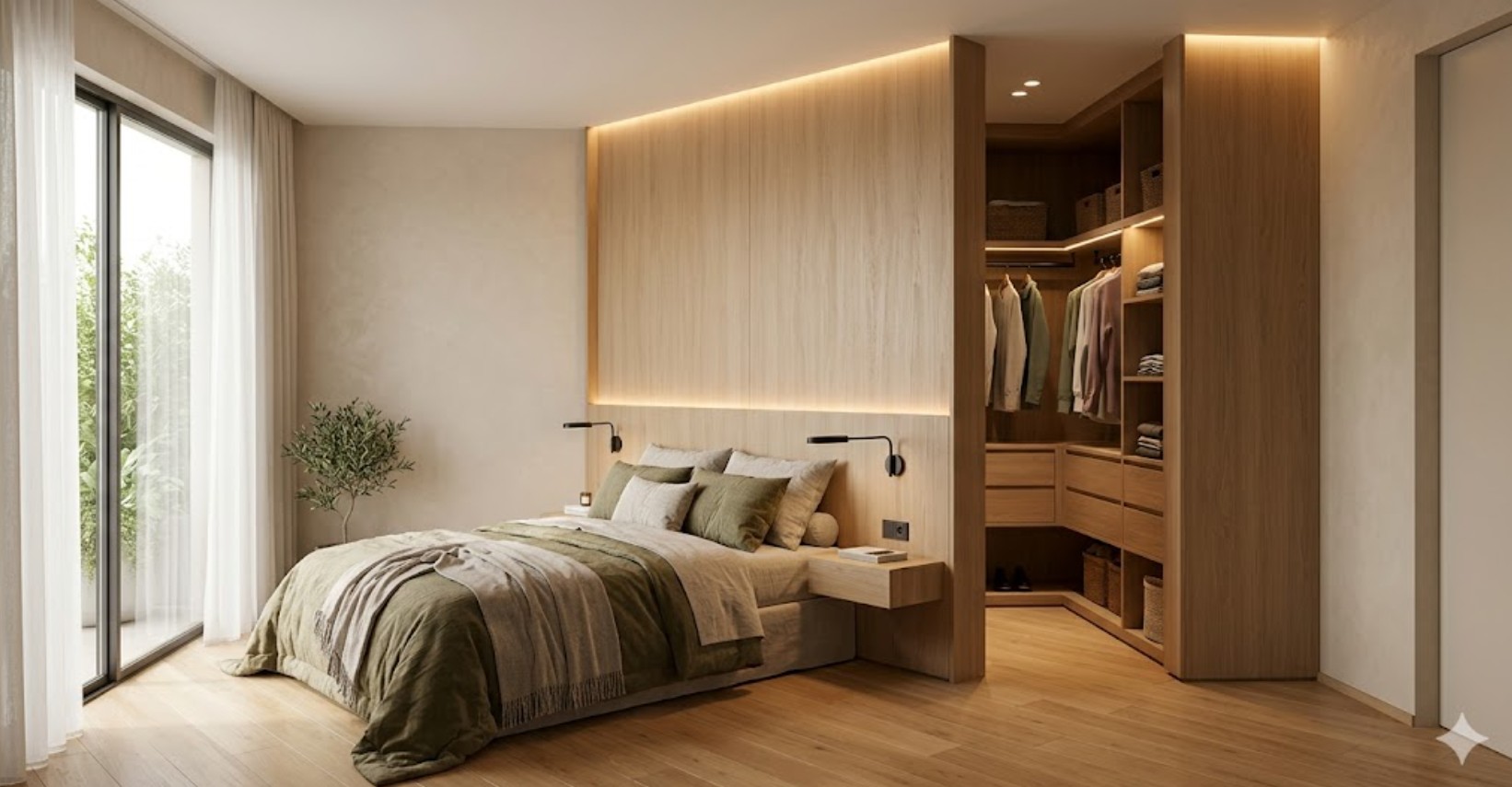 2. Denah Sekat Tengah Sebagai Headboard