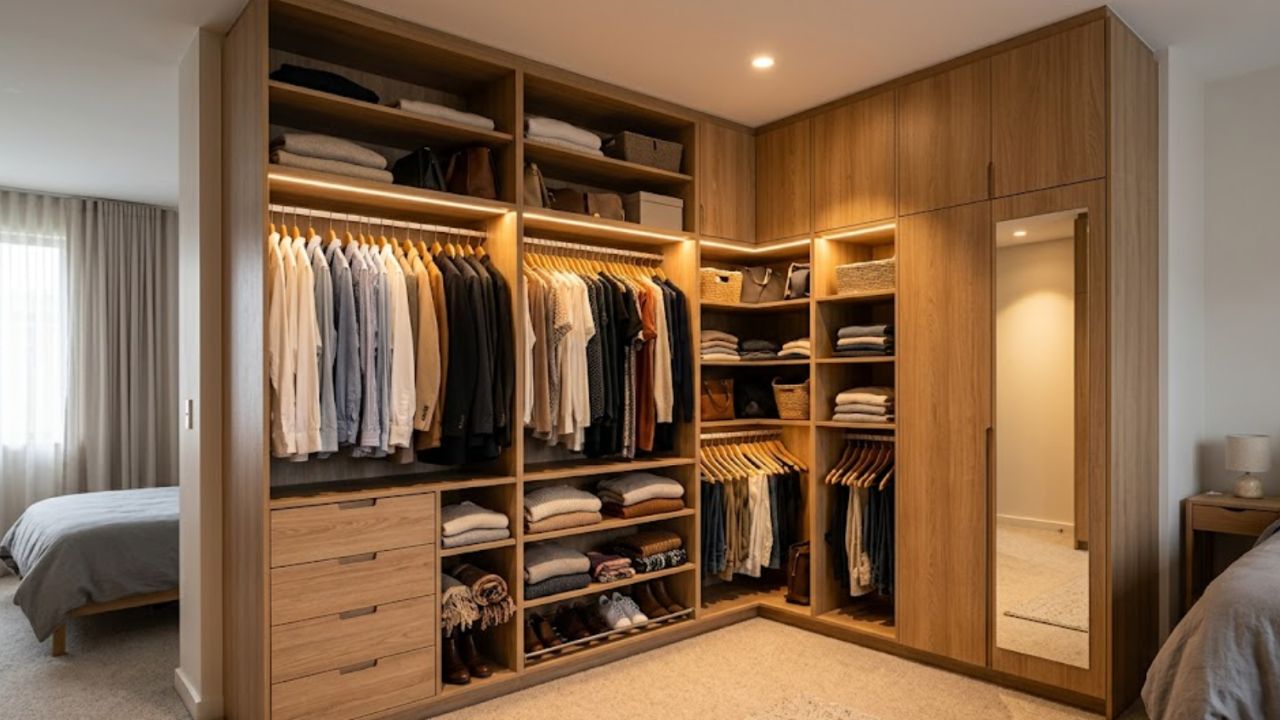 2. Manfaatkan Sudut Kamar Berbentuk Huruf L