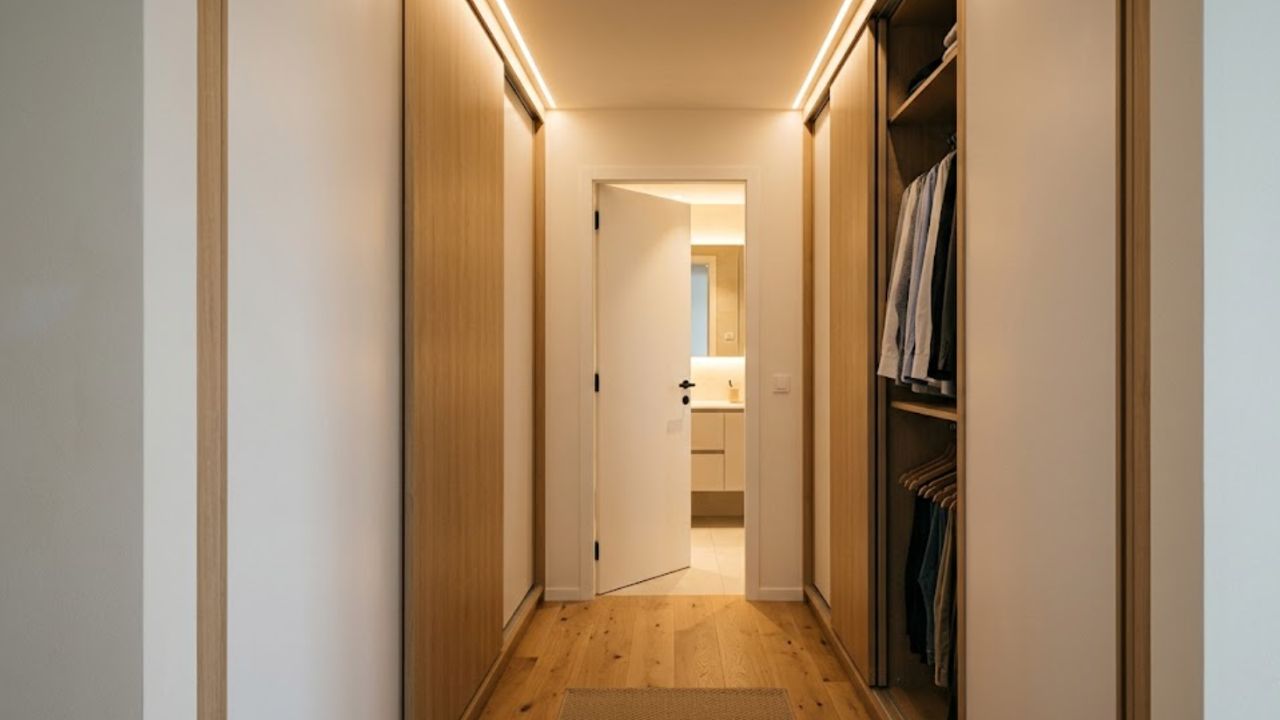 5. Manfaatkan Lorong Menuju Kamar Mandi