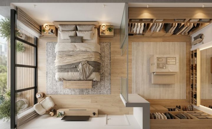 Denah kamar dengan walk in closet