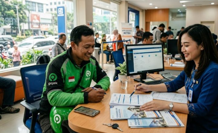 Driver ojol sedang mengajukan KPR