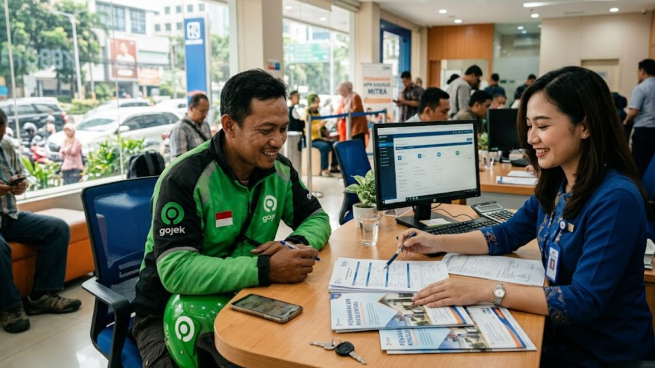 Driver ojol sedang mengajukan KPR