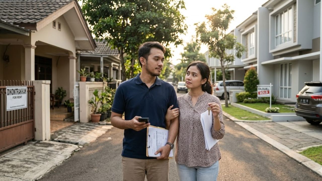 Pasangan muda sedang mempertimbangkan ngontrak atau KPR