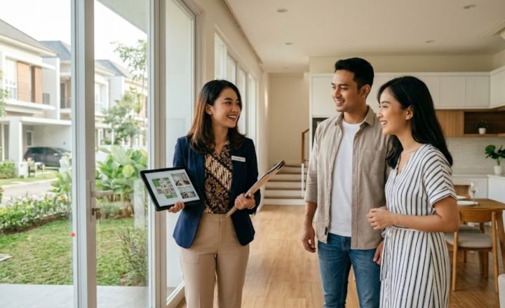Seorang agen properti tengah memandu calon pembeli