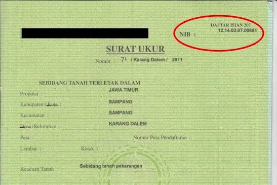 contoh nomor identifikasi bidang tanah 