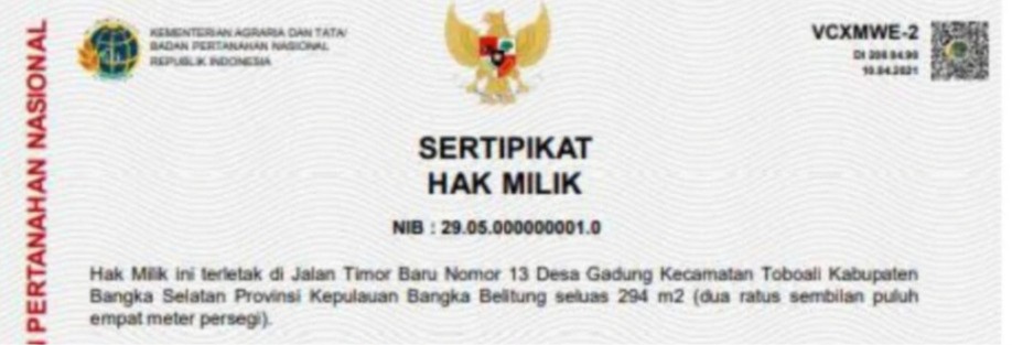 nib tanah