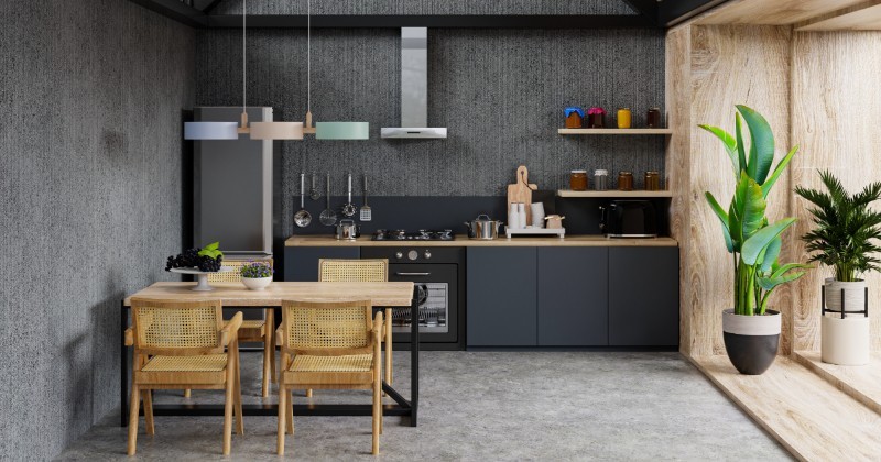 industrial style in the dining room and kitchen