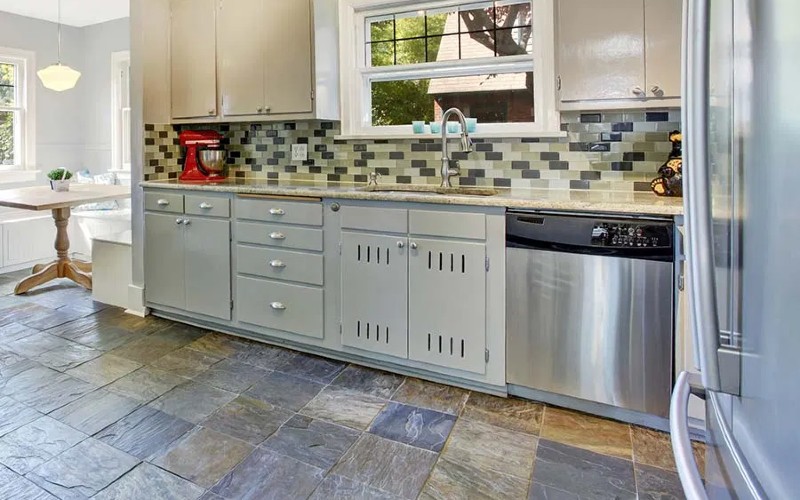 Non-slip Ceramic Kitchen Floors Motif Natural Stone
