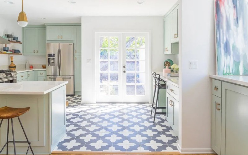 Non-slip ceramic tile pattern for kitchen floors