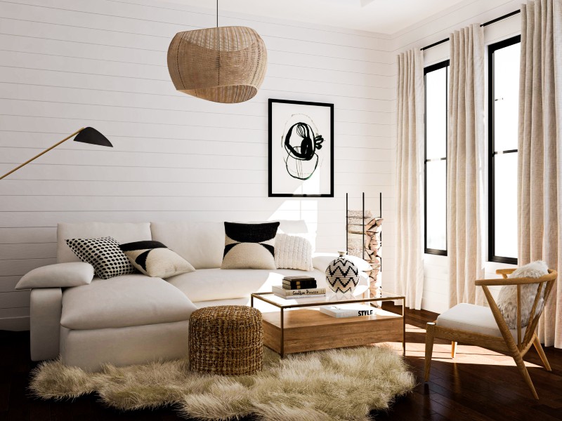 Minimalist living room lamp in bamboo