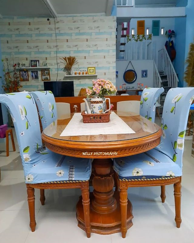 Blue dining table 3x2