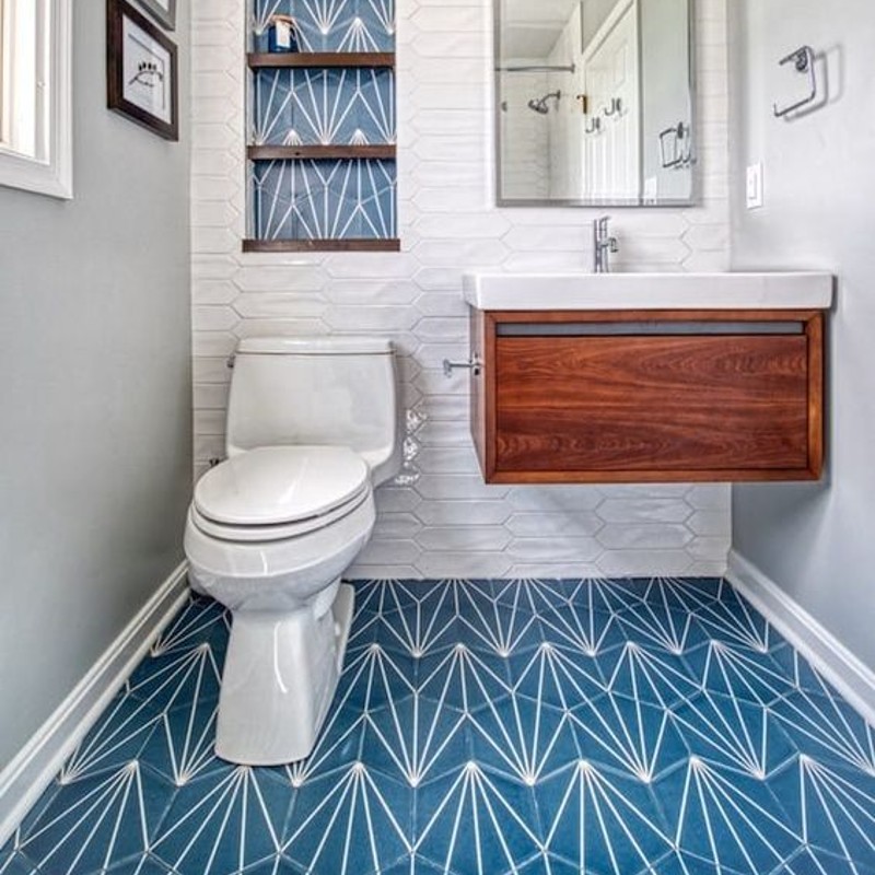luxury blue bathroom ceramic pattern