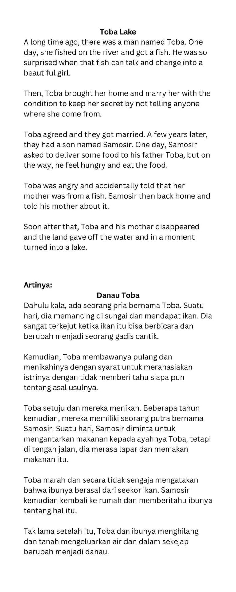 21 Cerita Rakyat Bahasa Inggris yang Singkat, Lengkap dengan Artinya