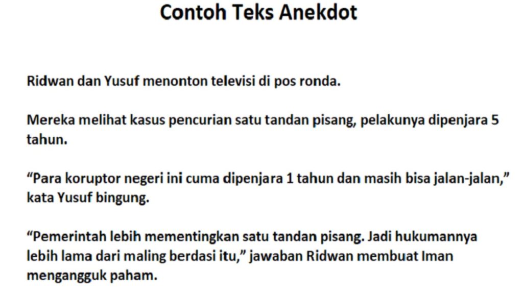 15 Contoh Teks Anekdot Singkat Beserta Struktur dan Pengertiannya