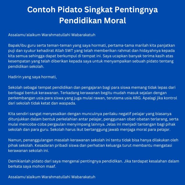7 Contoh Pidato Singkat tentang Pendidikan Moral yang Penting Diketahui