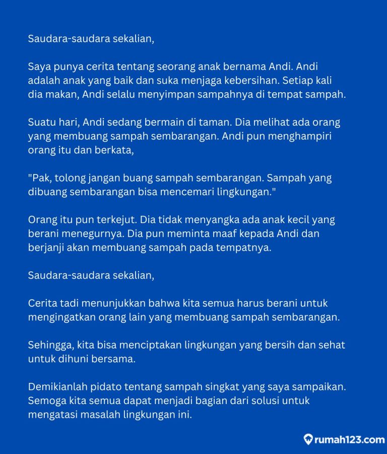 8 Contoh Pidato Jangan Buang Sampah Sembarangan Singkat