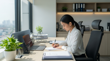 Karyawan sedang membuat surat cuti kerja