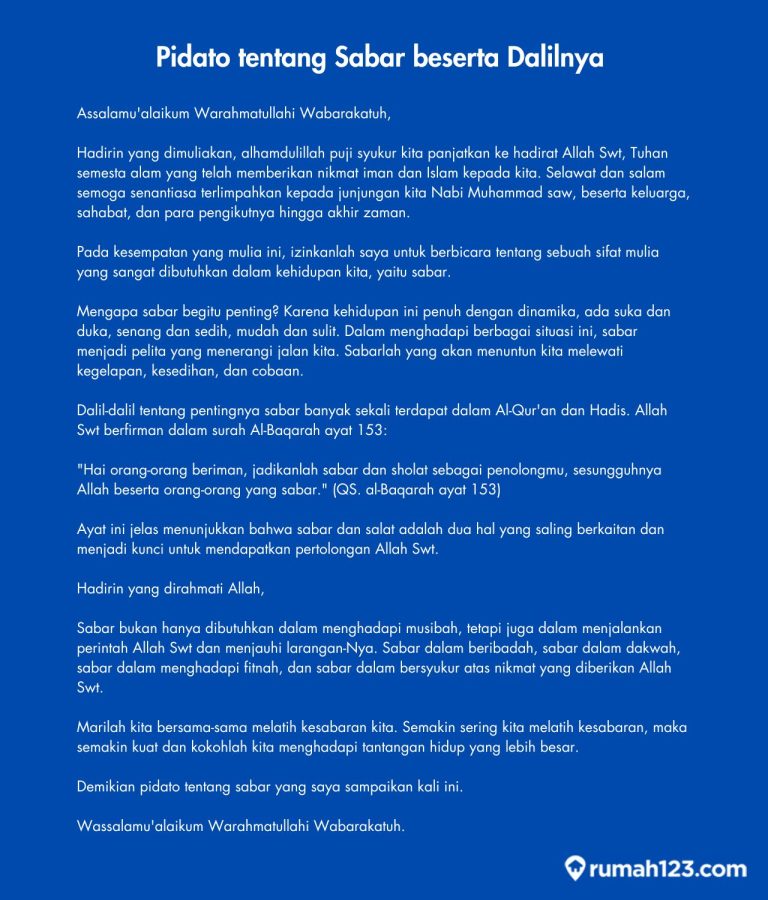 5 Contoh Pidato tentang Sabar Singkat yang Menginspirasi