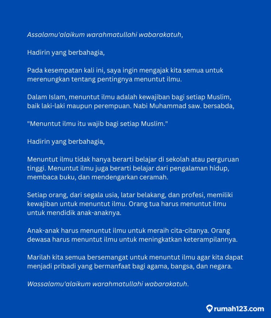8 Contoh Ceramah Singkat tentang Ilmu Beserta Hadisnya. Penuh Pesan!