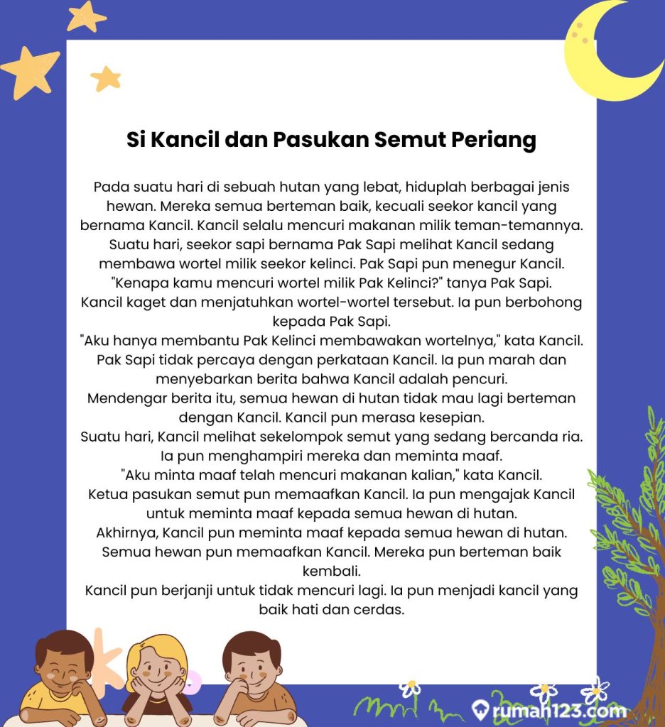 18 Cerita Dongeng sebelum Tidur Anak dan Pesan Moralnya