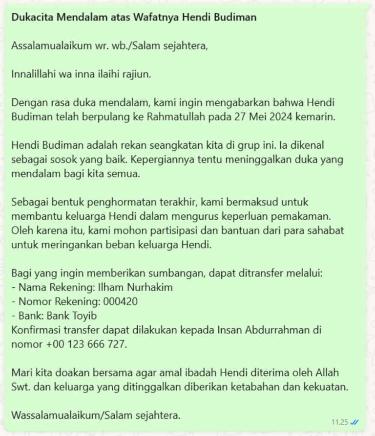 Kata-Kata Meminta Sumbangan yang Baik di Grup WA