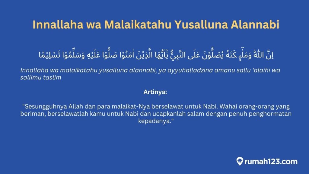 Tulisan Innallaha wa Malaikatahu Yusholluna Alan Nabi dan Artinya