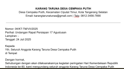 contoh undangan rapat karang taruna