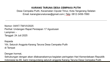 contoh undangan rapat karang taruna